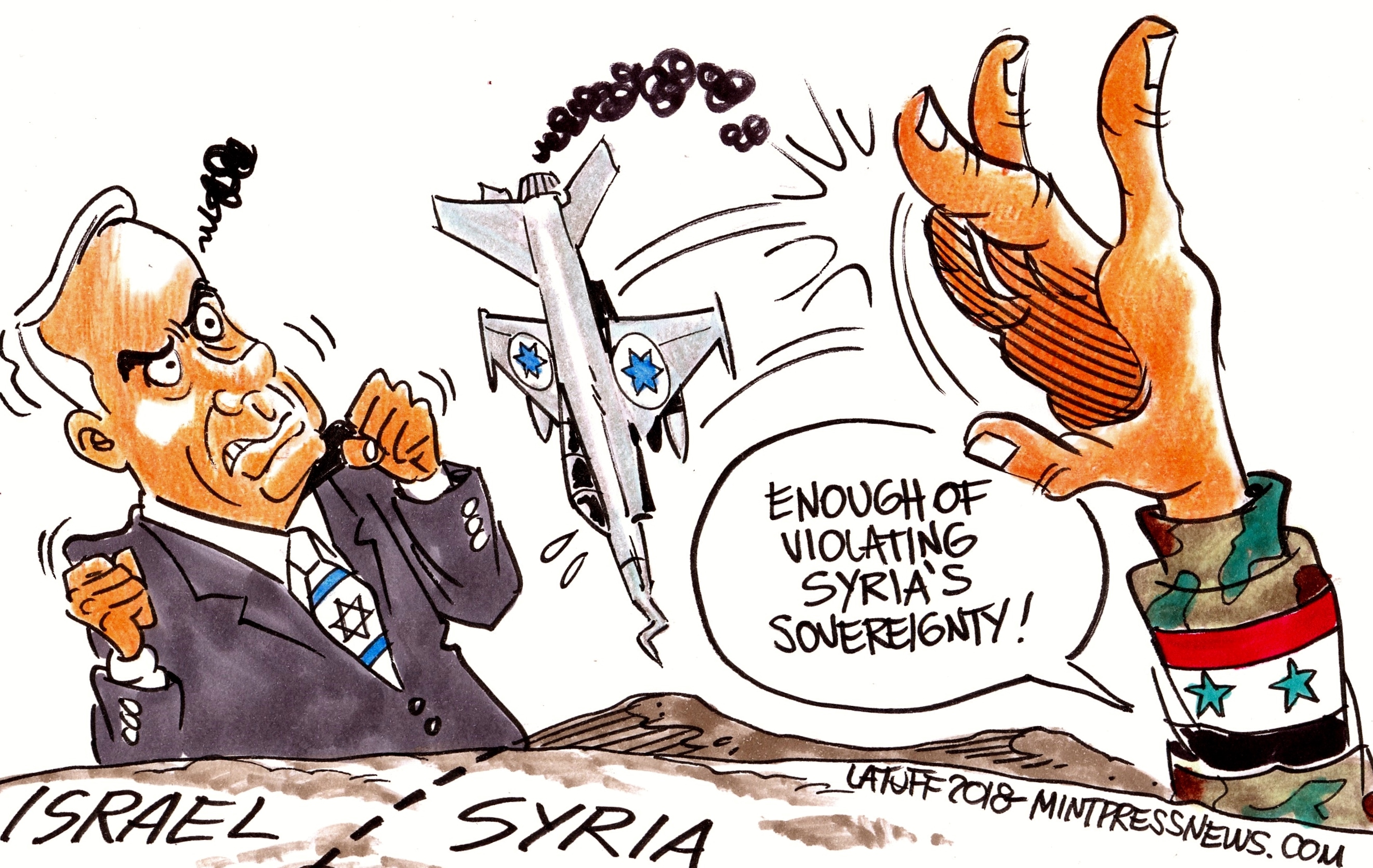  Israel  F16 Syria Benjamin Netanyahu mad editorial cartoon  