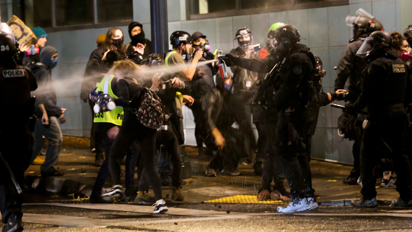 Photo Portland Police Pepper Spray A Retreating Protester 